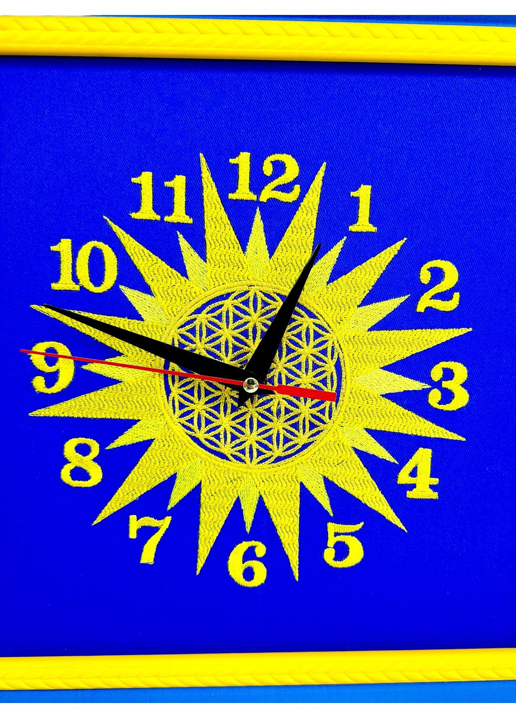 Часы оберег Tiferet NF Цветок Жизни в Солнце 31х31 см синий коттон (NF0657) Tiferet-NF (372467812)