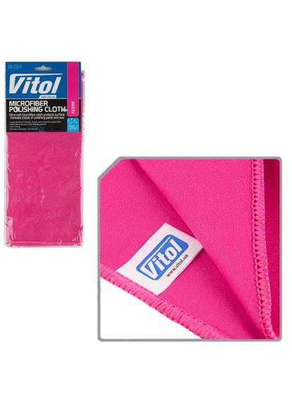 Салфетка микрофибра VR-09-P полировка 40х30см/розовая Vitol (386234091)