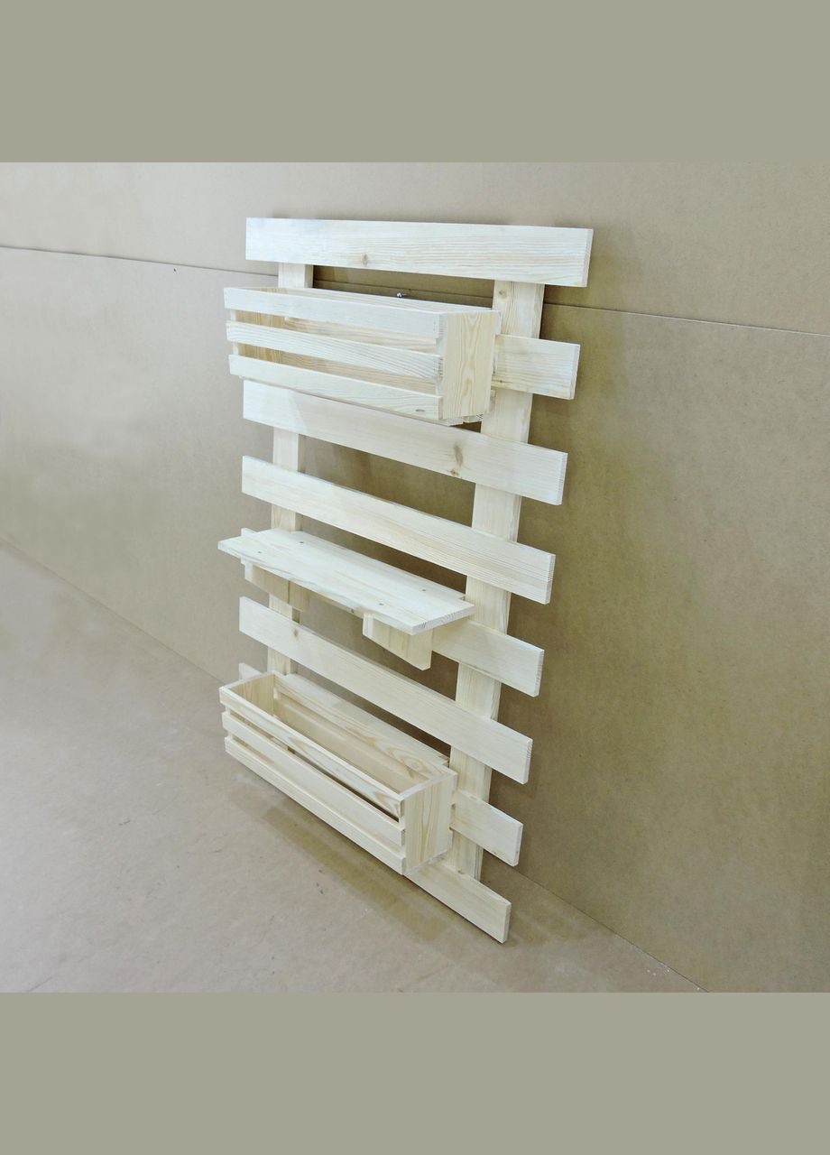 Полка настенная для цветов из дерева Бразилиа 140 бланже (ЦВС-140401) No Brand (328225781)