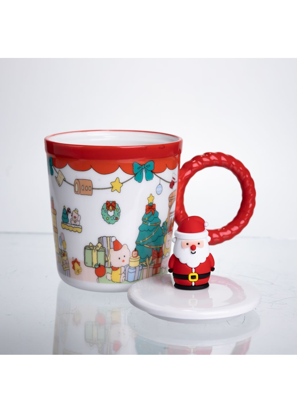 Чашка фарфоровая Санта 400 мл с крышкой FM-CS-36A No Brand (368641472)