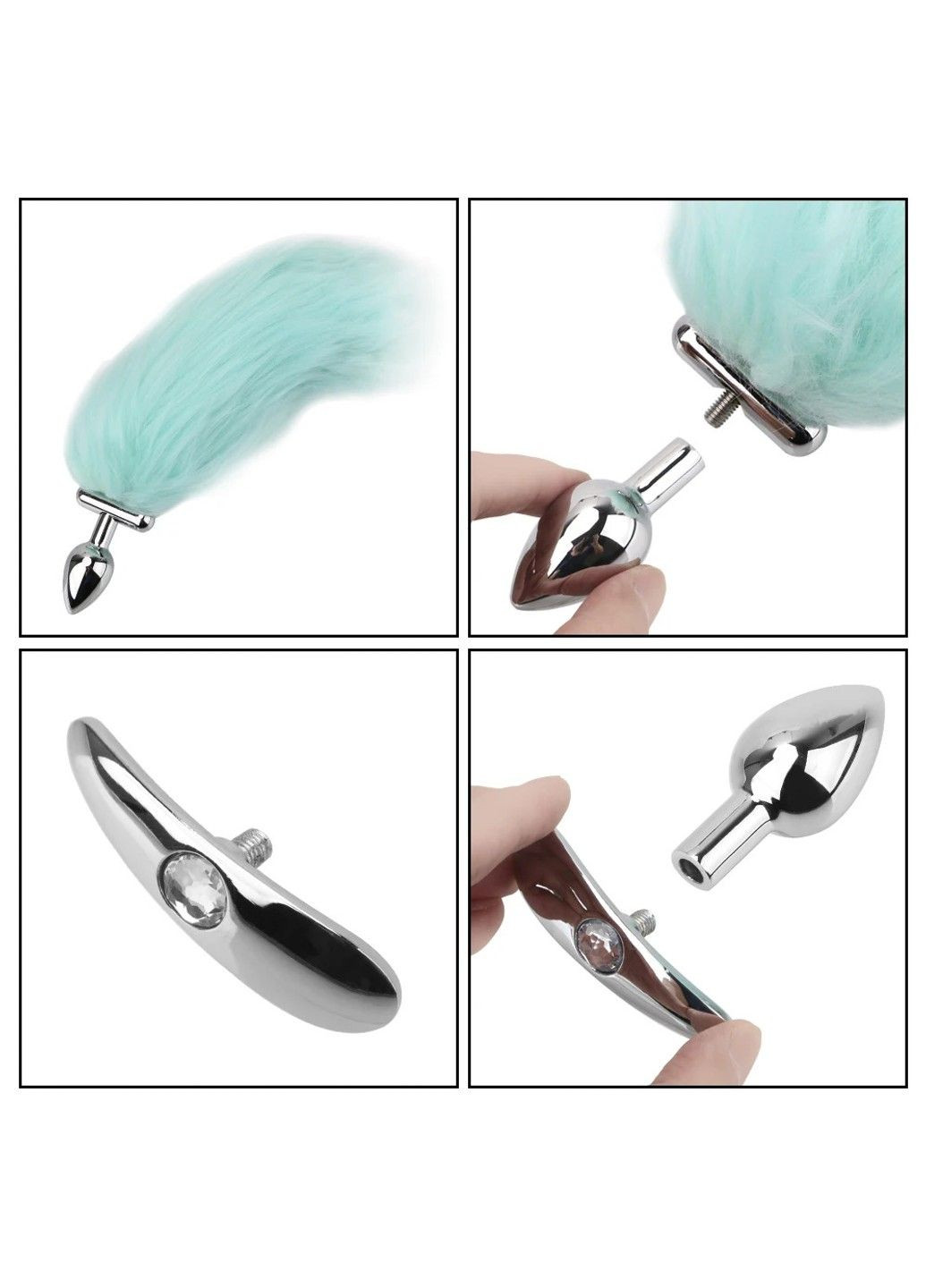 Металлическая анальная пробка с белым светящимся хвостиком We Love (284278557)