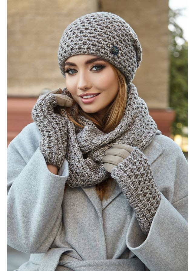 Жіночий комплект Міледі шапка, снуд, рукавички-мітенки Braxton (360506638)