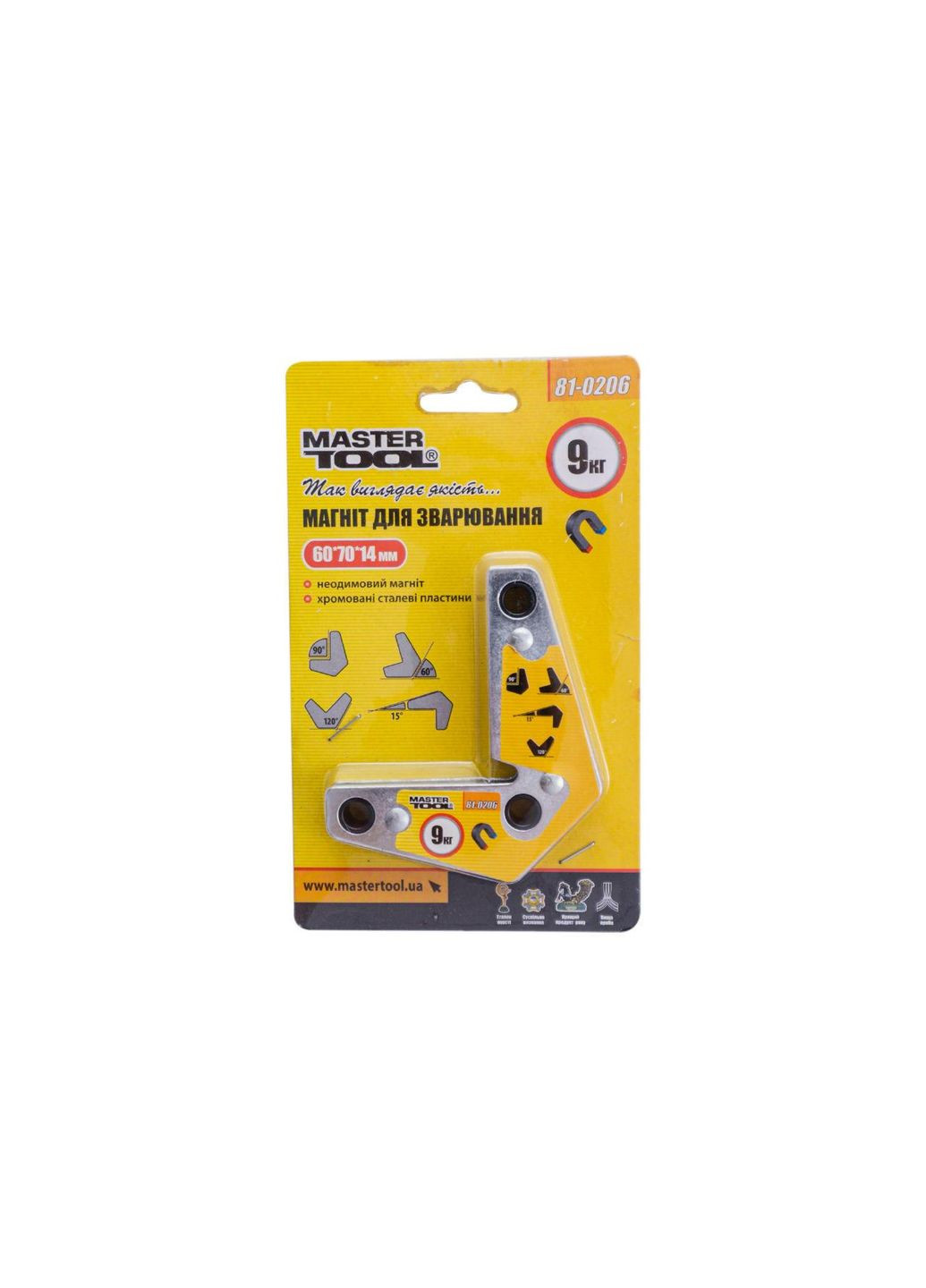 Магнітний фіксатор для зварювання 9 кг кутовий неодимовий магніт для металу 15°-120° Mastertool (333945516)