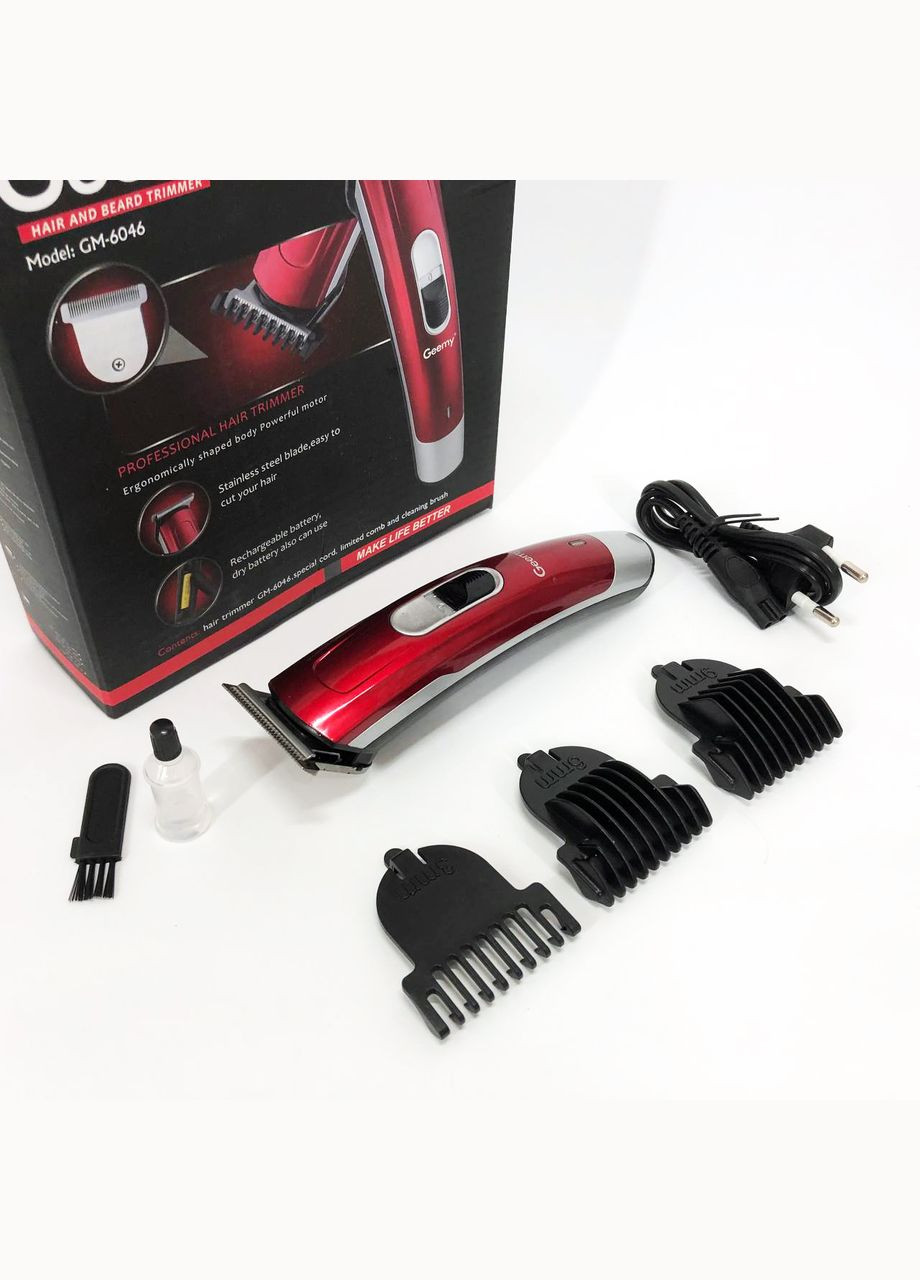 Машинка для стрижки волосся GM-6046, Машинка для стрижки волосся та гоління. Колір: червоний Gemei (364665045)