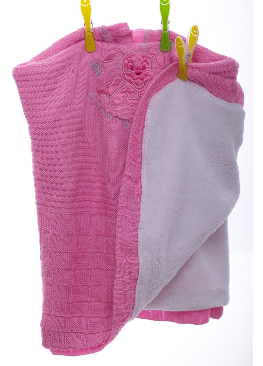 Плед для девочки вязанный на травке Dog 85*80см розовый (41868) BABYKROHA (297200010)