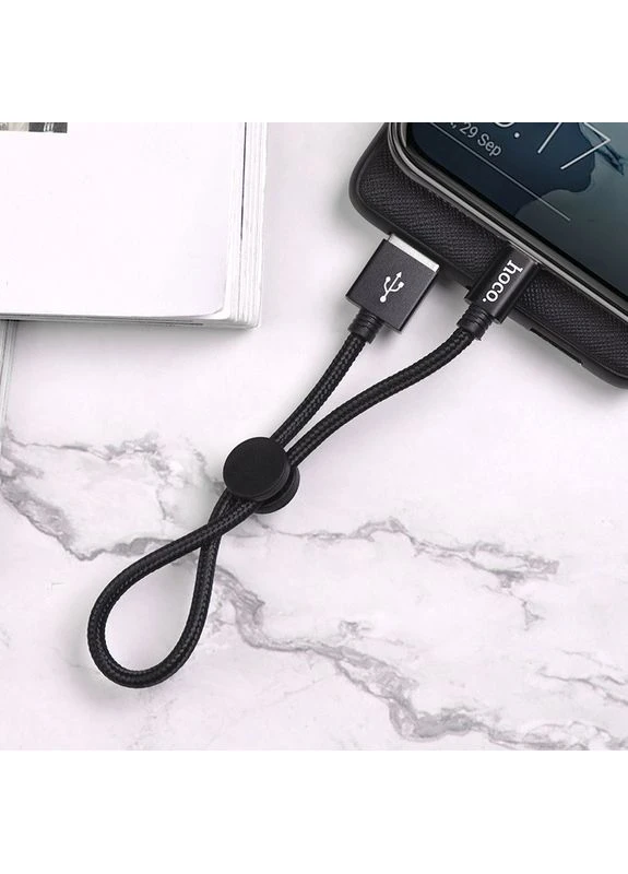 Кабель X35 USB to Type-C 3A, 0.25м, нейлон, алюминиевые коннекторы, черный Hoco (388772767)