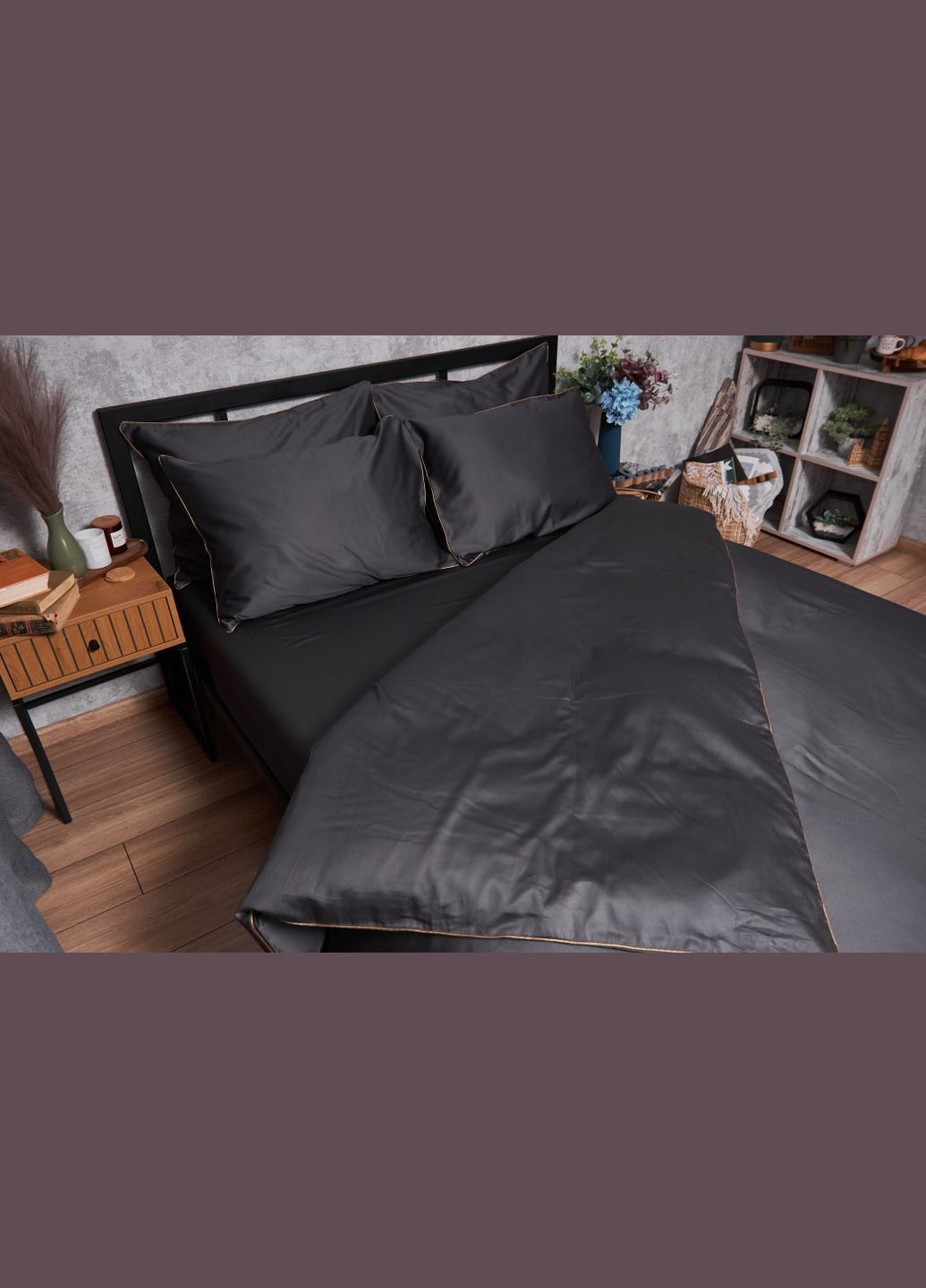 Комплект постельного белья Satin Premium полуторный евро 160х220 наволочки 2х70х70 (MS-820003907) Moon&Star gold corner (288043474)
