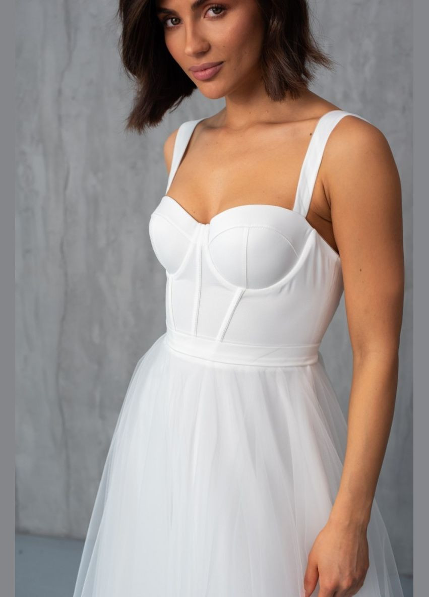 Білий вечірня плаття з спідницею-сонце ODDI однотонна