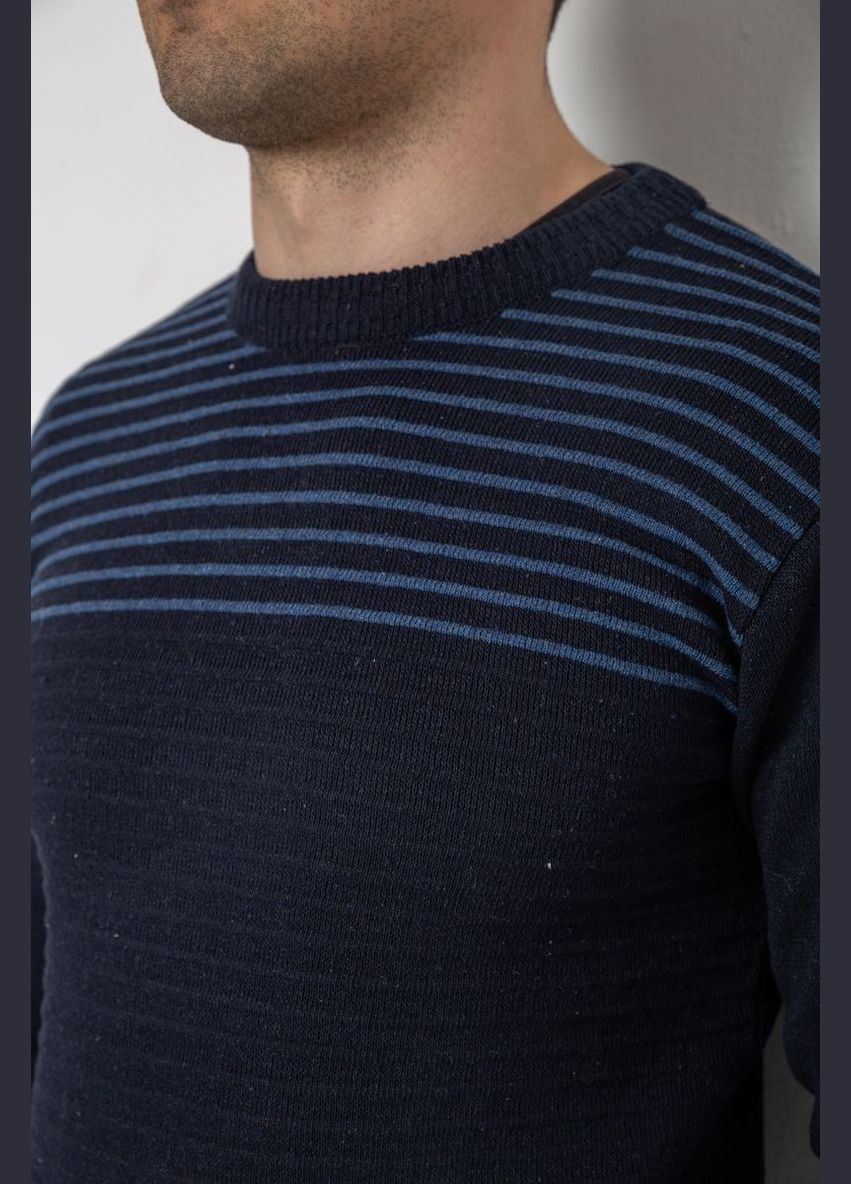 Темно-синий демисезонный свитер мужской в полоску,, Ager