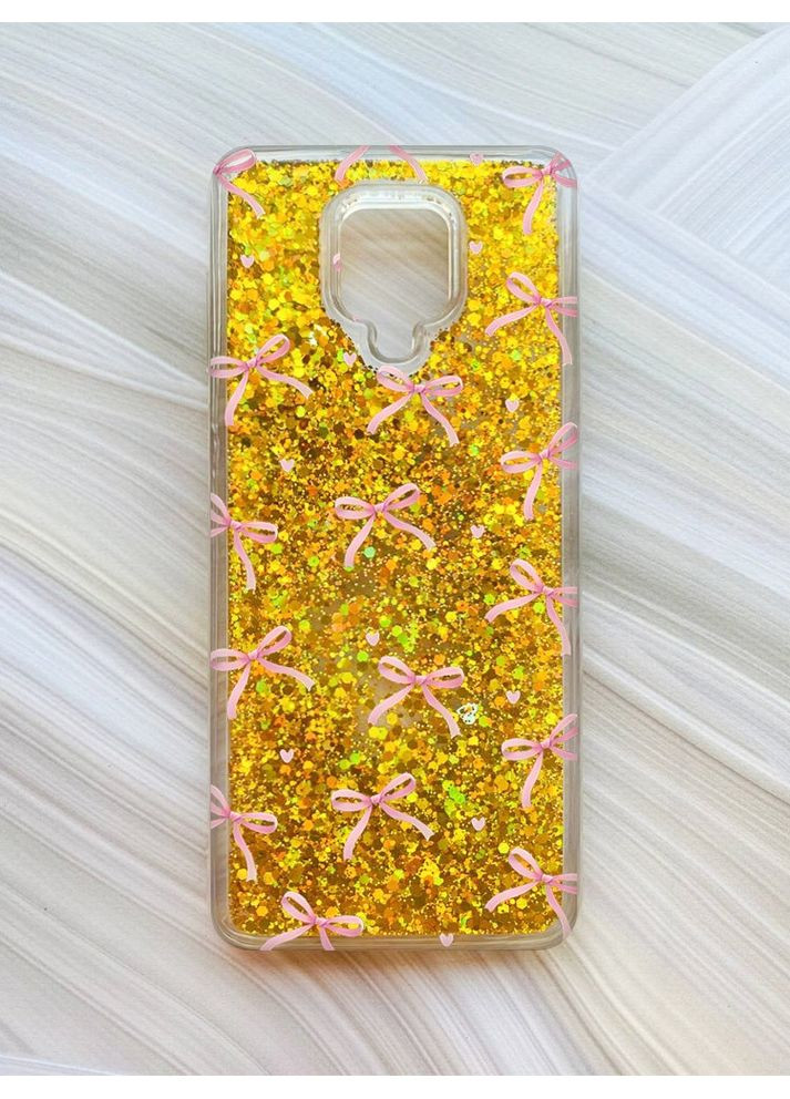 Чехол с плавающими золотыми блестками на Xiaomi Redmi Note 9 Pro/9 Pro Max/9S Бантики (принт 404) Creative (355393578)