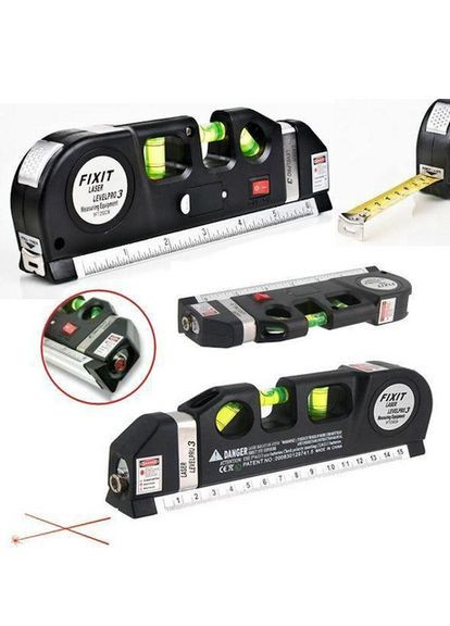 Лазерный уровень с рулеткой и линейкой /вертикаль/горизонт/крест FIXIT LASER PRO 3 Домашний нивелир No Brand (301088704)