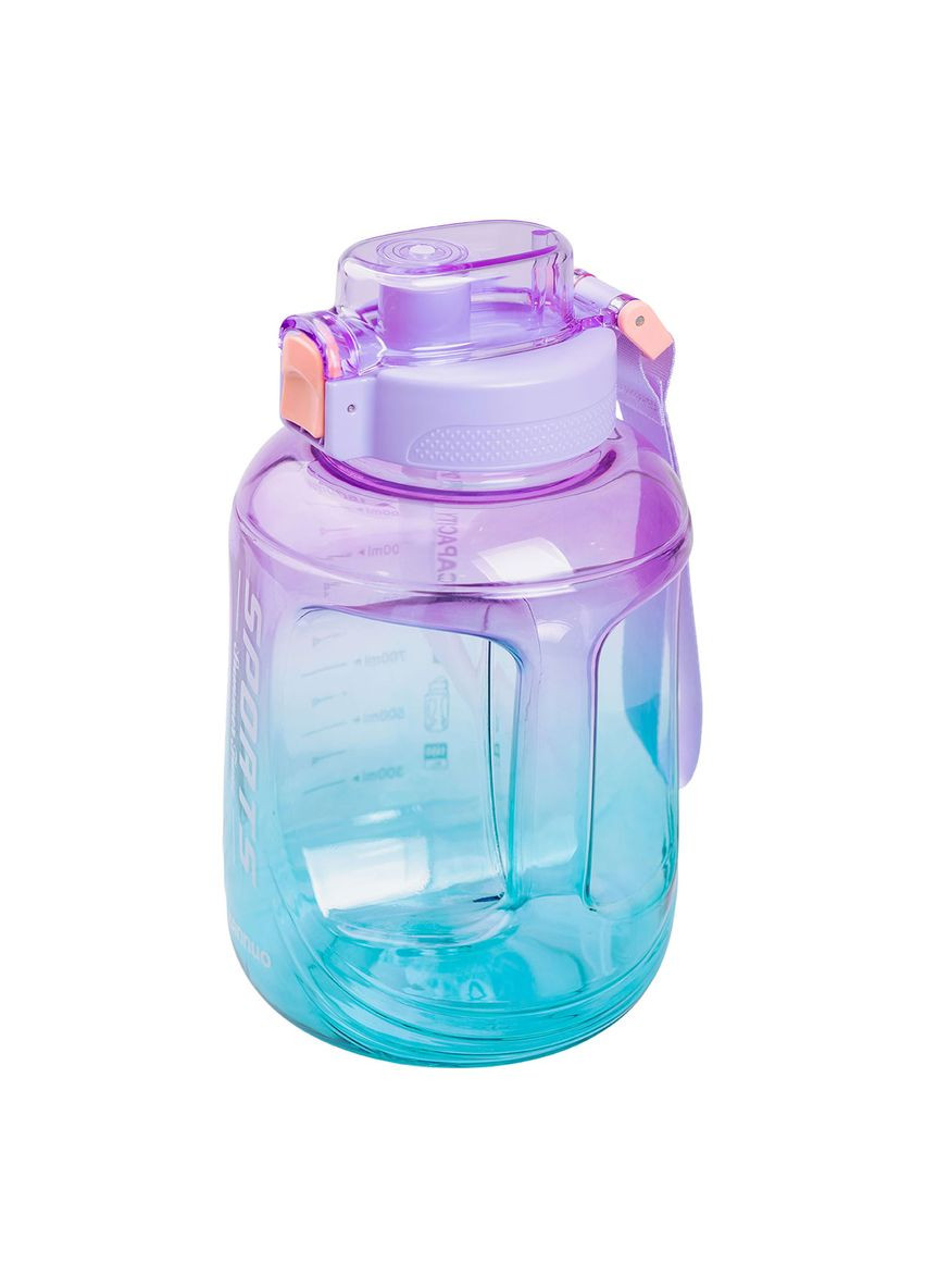 Пляшка для води спортивна 1,6 л пластикова з трубочкою з ремінцем 22 см Фіолетова HP-14-35V Jooki (357205924)