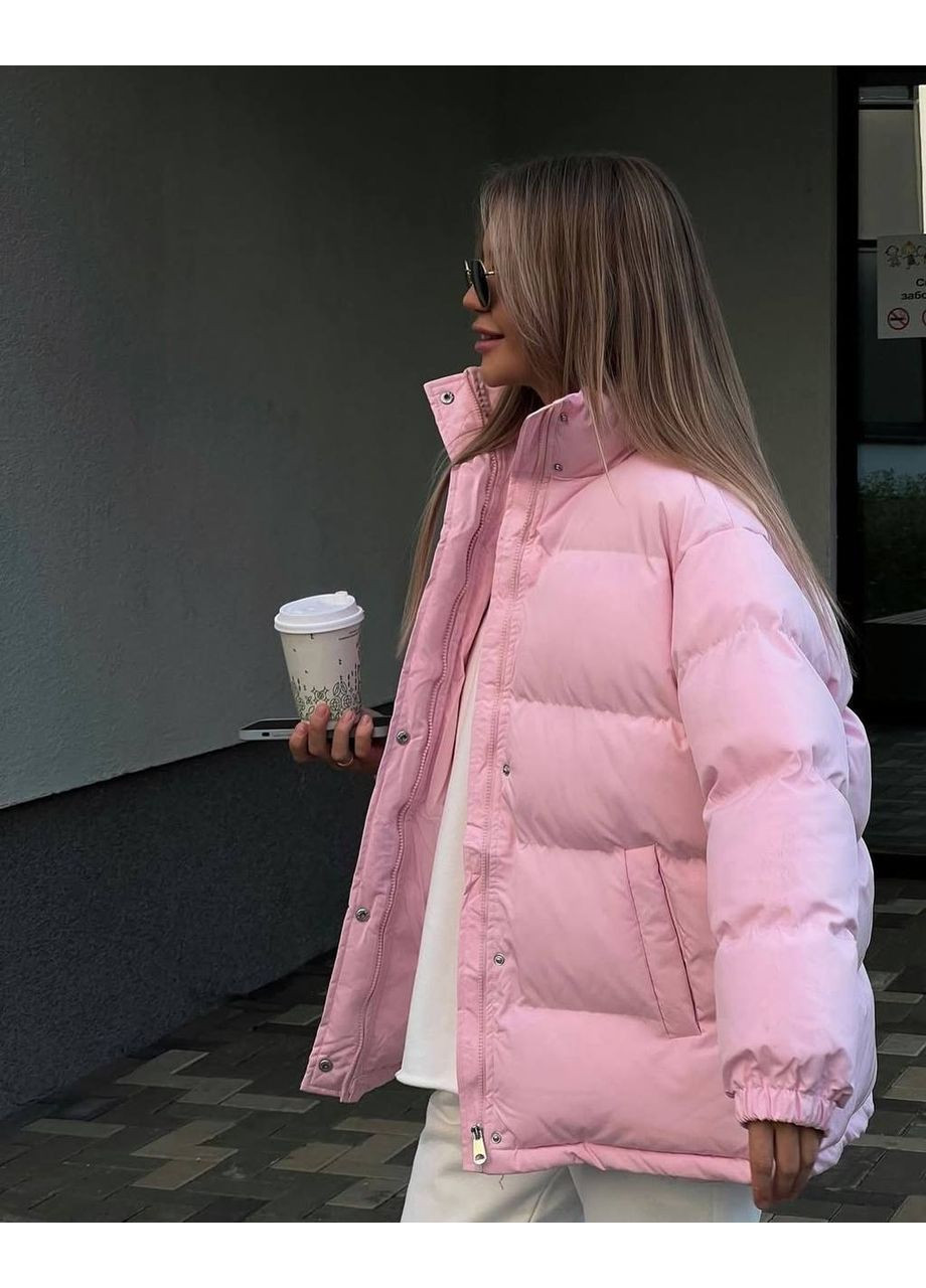 Рожева зимня тепла жіноча куртка із матової плащівки з утепленням — заміри в описі куртка-пальто DK/DL Мода без кордонів