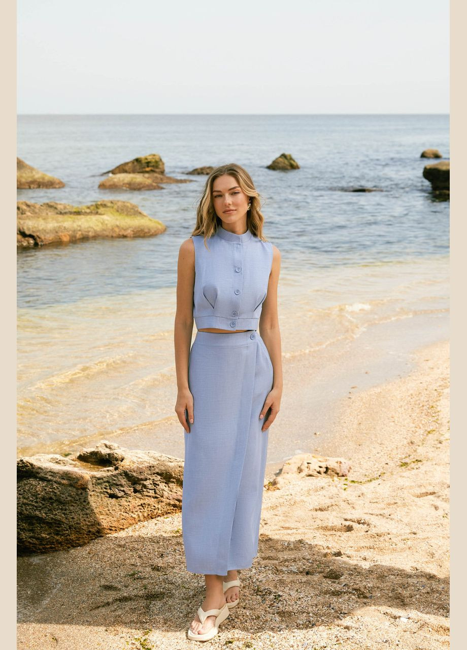 Укорочений жилет на гудзиках. Блакитний Seventeen (345707892)