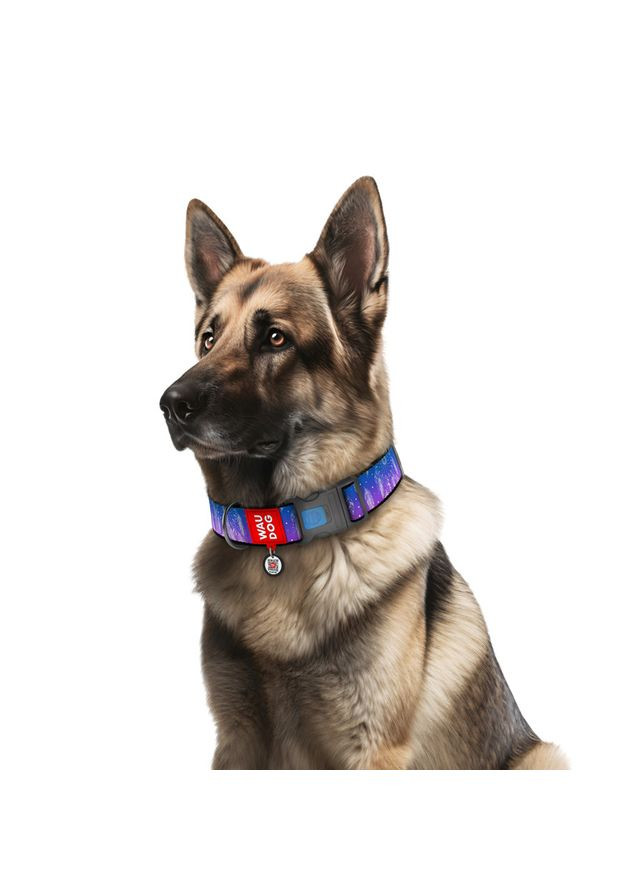 Ошейник для собак нейлоновый WAUDOG Nylon с QR паспортом, рисунок "Ловец снов", пластиковый фастекс,, Ш 35 мм, Дл 46-70 см Collar (363197828)