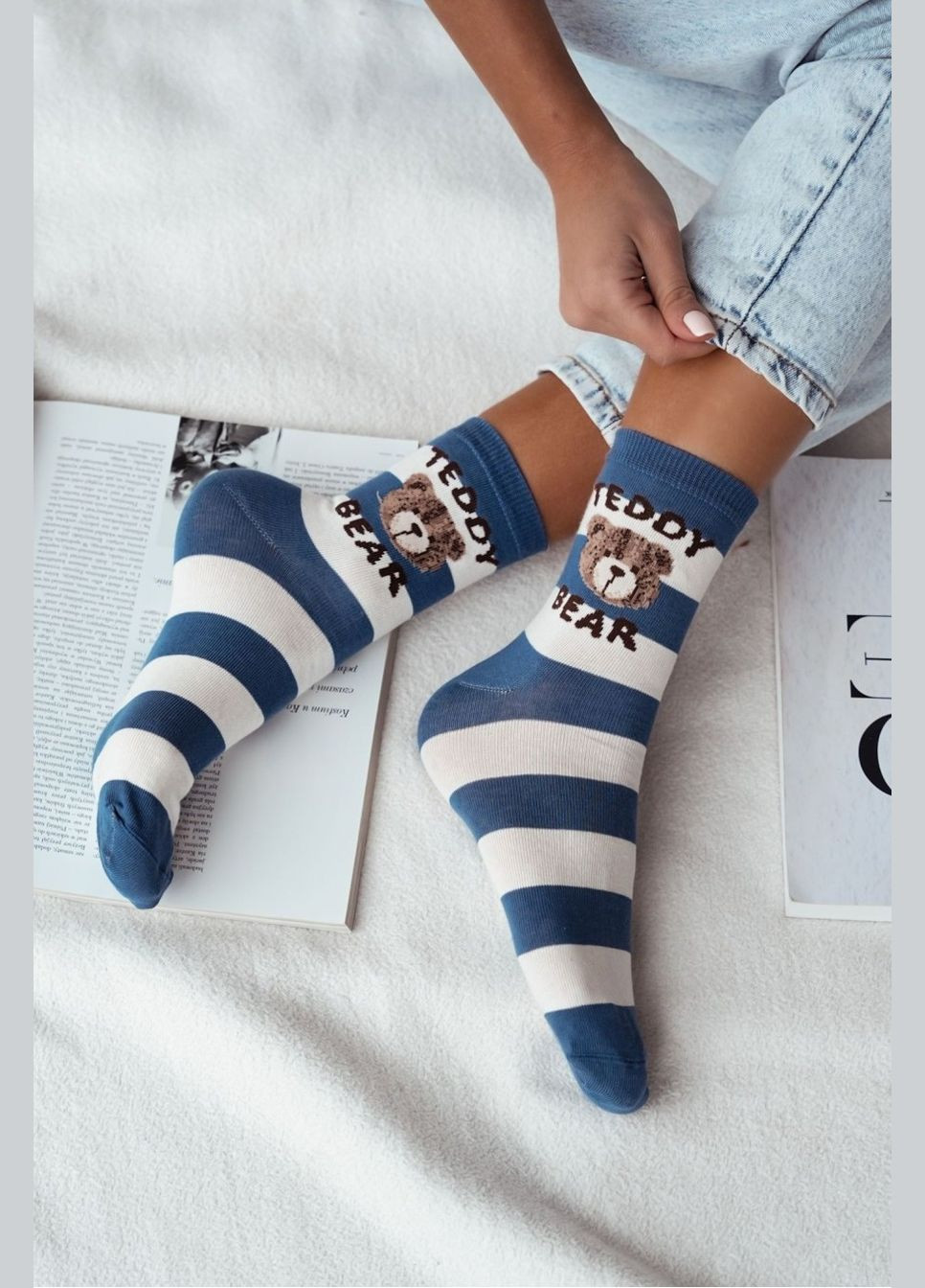 Сині жіночі шкарпетки Milena смужки (319335189)
