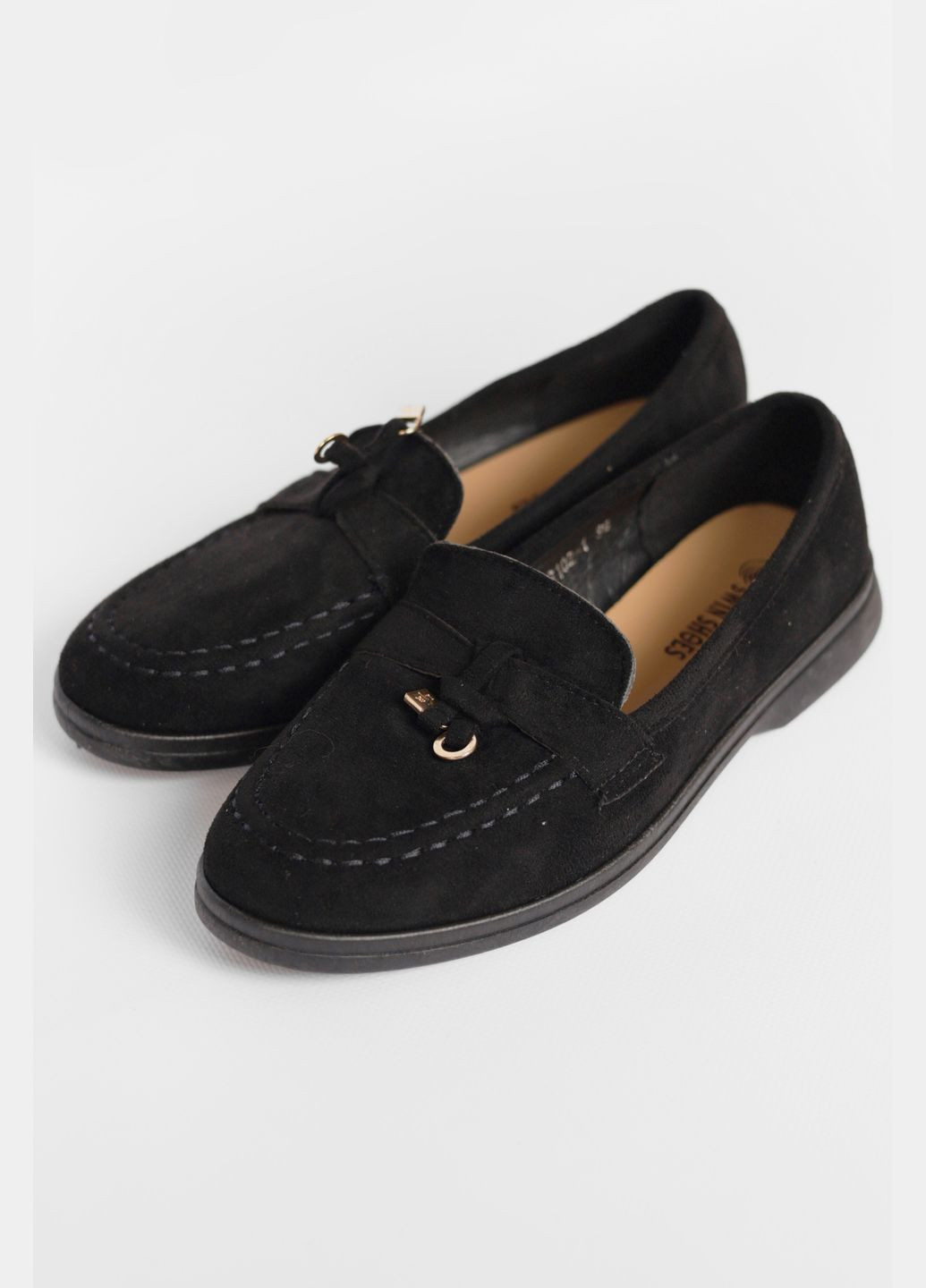Туфлі-лофери жіночі чорного кольору Let's Shop (292548826)