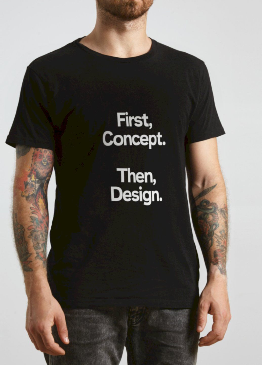 Черная футболка черная мужская "first concept, then design. " Ctrl+