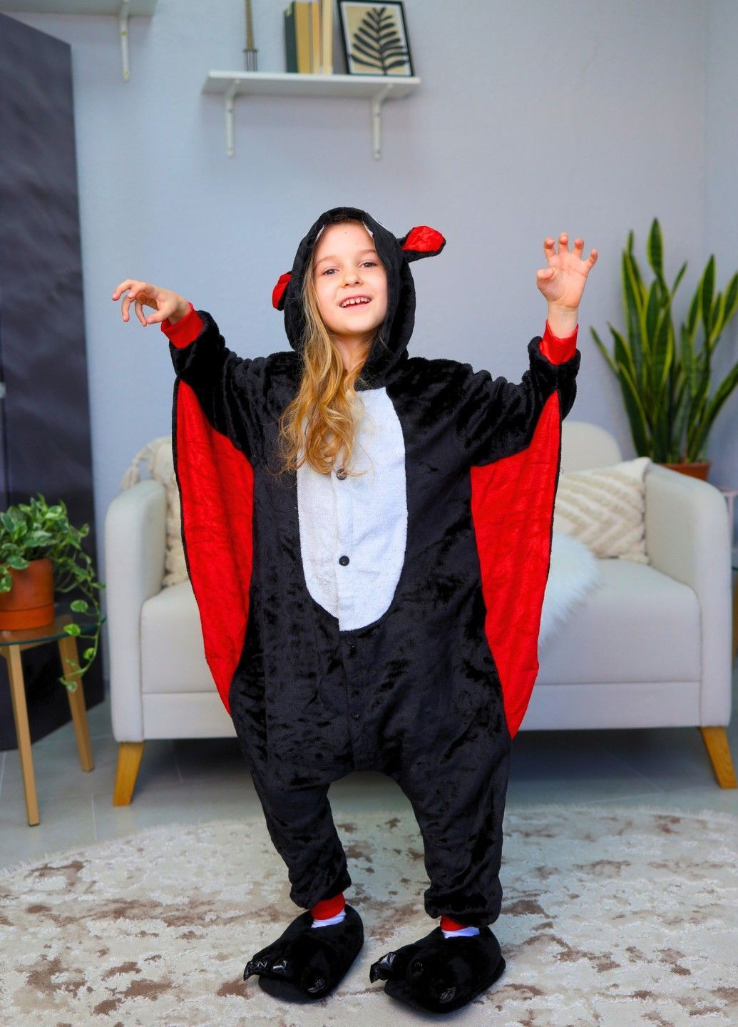 Кигуруми пижама Летучая мышь плюшевий черный детский с капюшоном на Хеллоуин Lalapka (368863291)