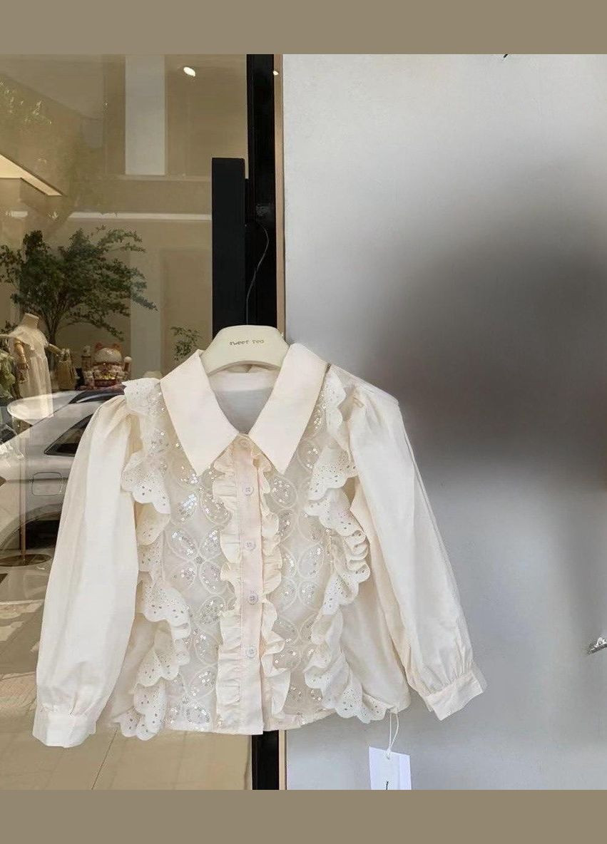 Блуза дитяча шкільна з довгими рукавами блузка на дівчинку з паєтками No Brand (351502138)