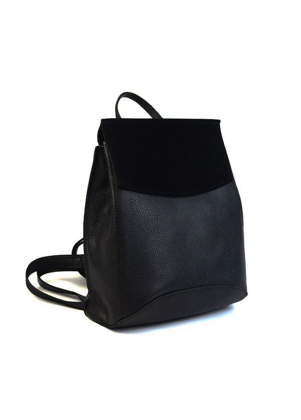 Сумка рюкзак женская кожаная замшевая трансформер через плечо черная Serebro (371392437)