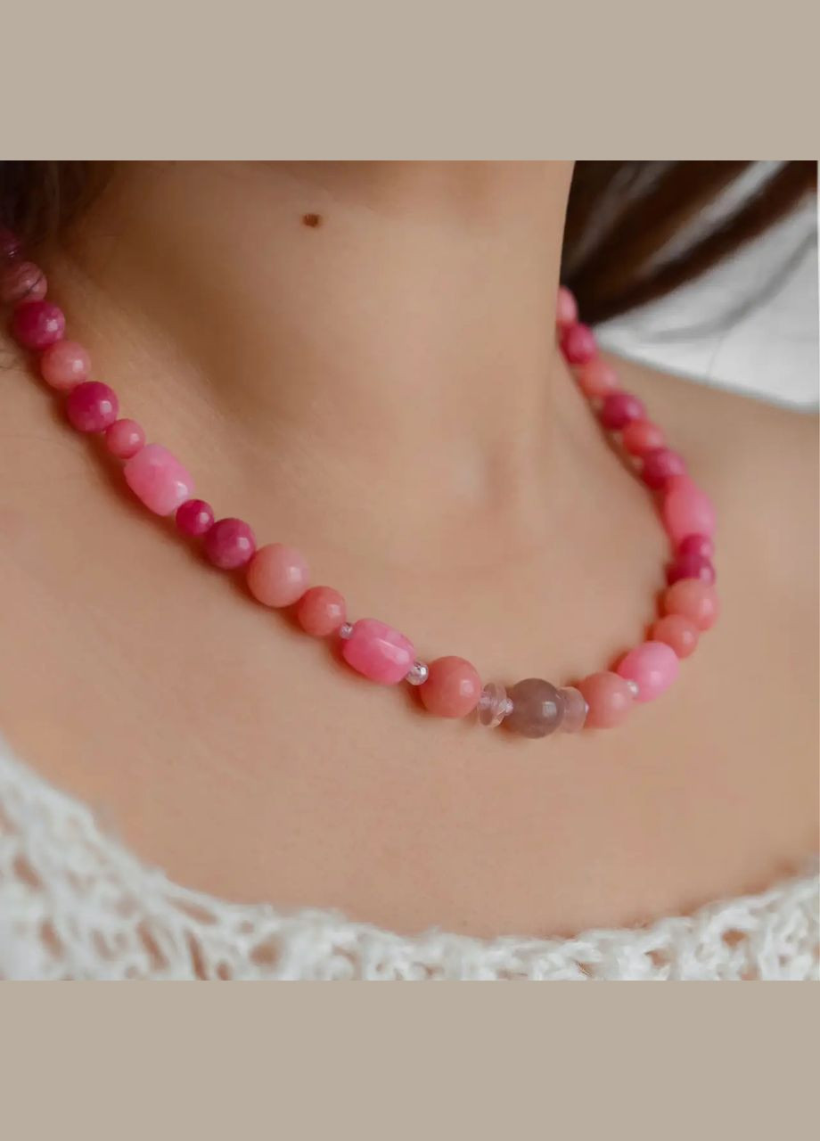 Намисто натуральний камінь Турмалін, Циркон та Кварц фур-ра гіп-ний сплав колір срібло d-10х6мм+- L-46-51см No Brand циркон, турмалін, кварц латунь срібло (303630121)