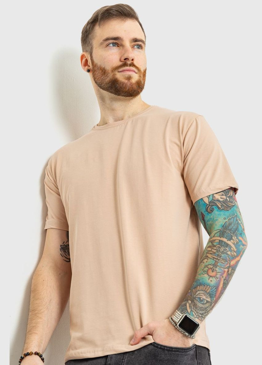 Світло-бежева футболка чоловіча базова, колір теракотовий, Ager