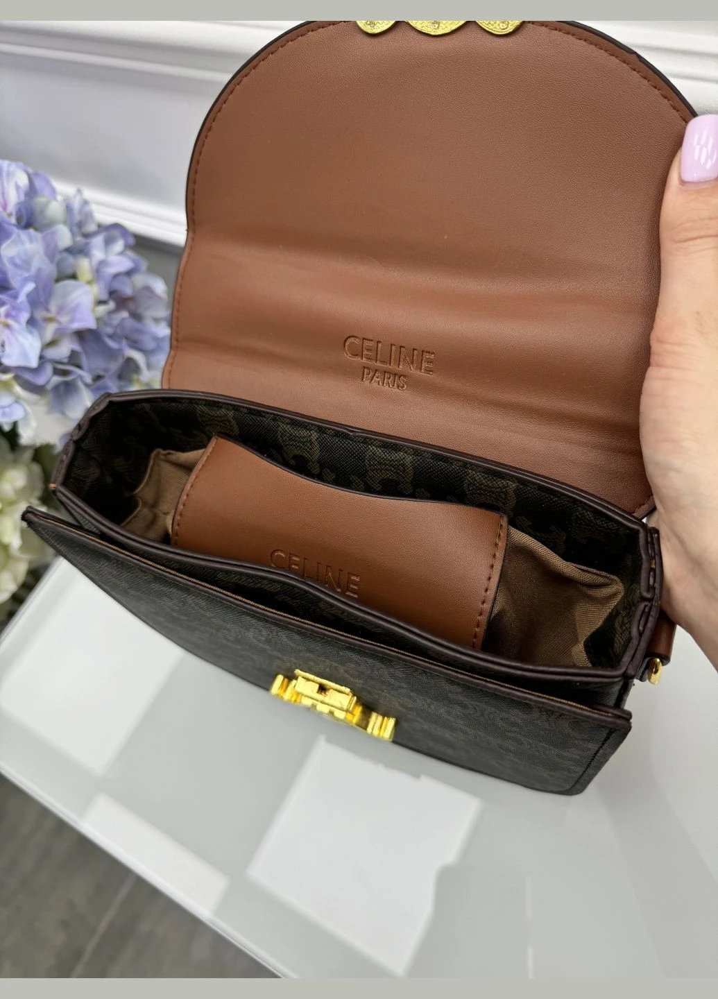 Cумка Ceлін через плече коричневий моногам No Brand (322605014)