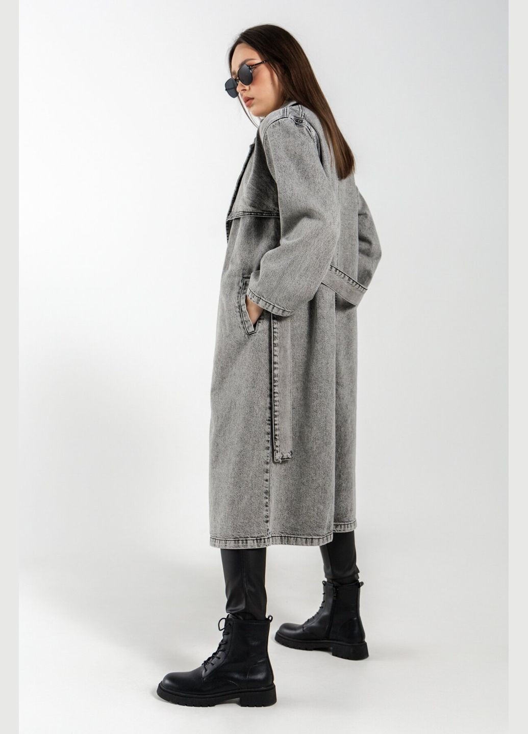Сіре демісезонне Тренч жіночий 4020 (2000990436481D) shop (2000990436481) Zeo Basic