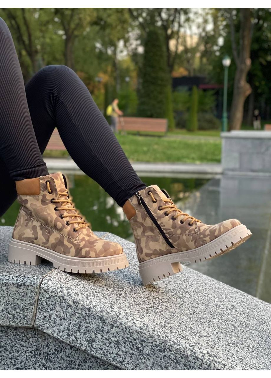 ботинки женские тактический принт зимние нубуки на байке No Brand