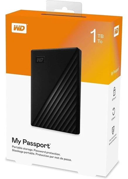 Зовнішній жорсткий диск 2.5" USB 1.0TB My Passport Black (WDBYVG0010BBK-WESN), USB 3.2, 120 г WD (354730374)