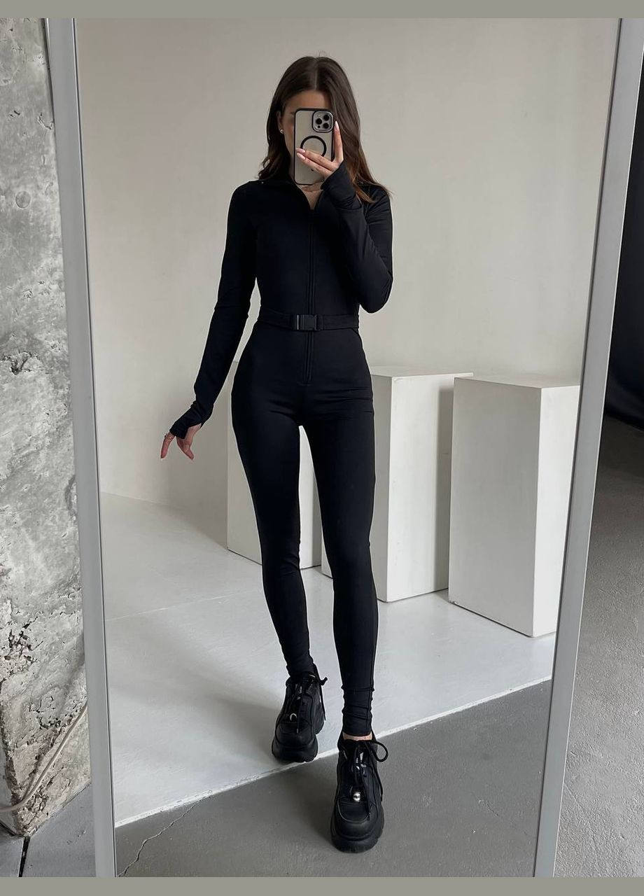 Комбинезон INLABEL однотонний чорний кежуал