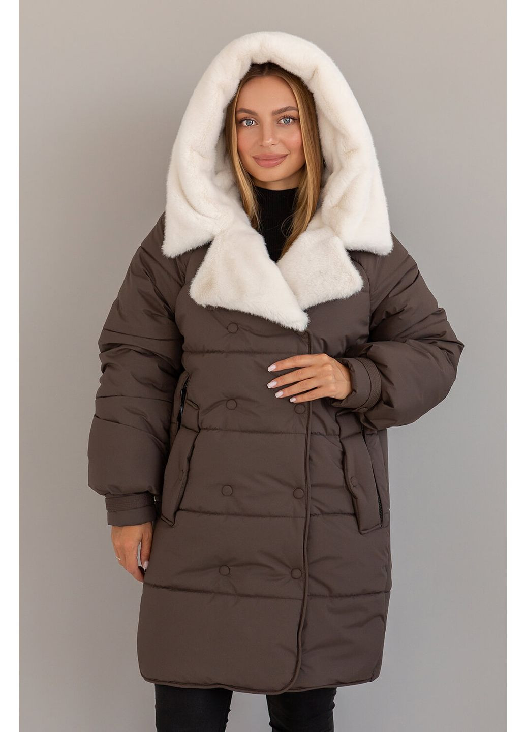Коричневая зимняя зимня куртка фрея MioRichi