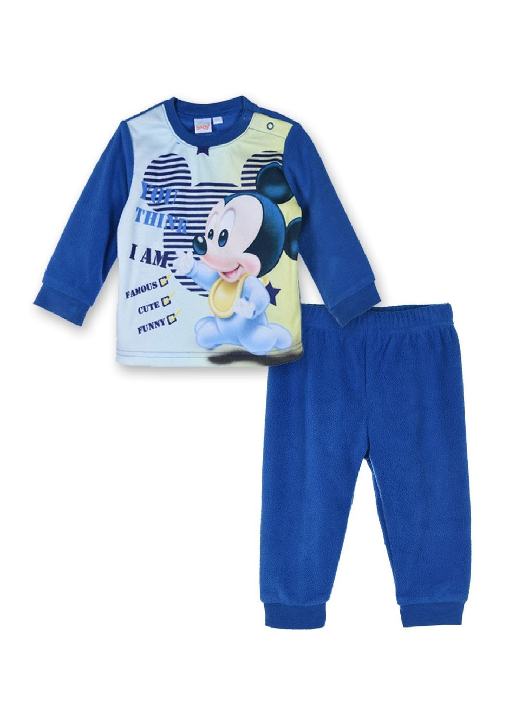 Синя піжама флісова (кофта, штани) mickey mouse (микки маус) th03022 лонгслив + брюки Disney Світшот+брюки