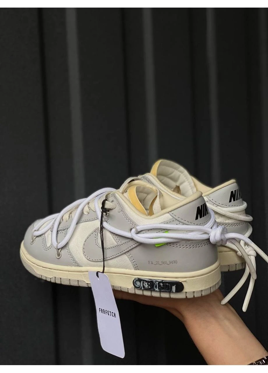 Белые летние кроссовки nike sb dunk low off white grey white laces найк сб данк No Brand