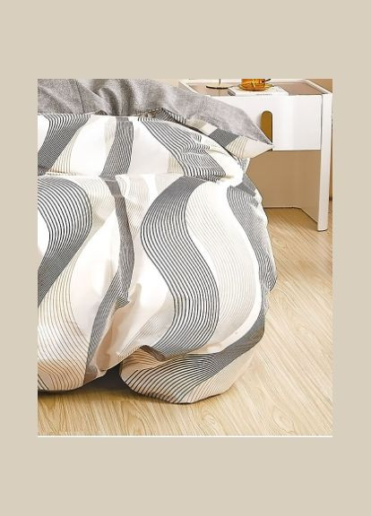 Фабричное хлопковое постельное белье классаА в подарочной коробке Полуторный Серый с белым 145 х 210 (24585209) No Brand (308754964)