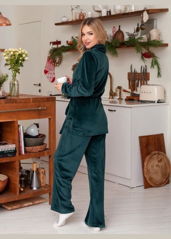 Зеленая всесезон домашняя одежда кофта + брюки ISSA PLUS 13666