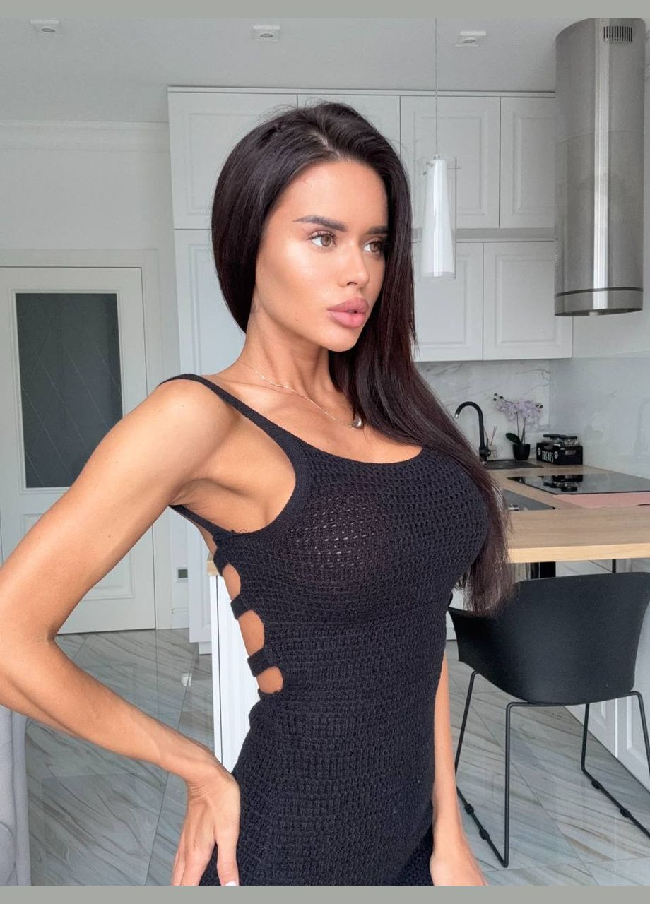 Чорна відвертий в’язана міні-сукня з відкритою спинкою Simply sexy