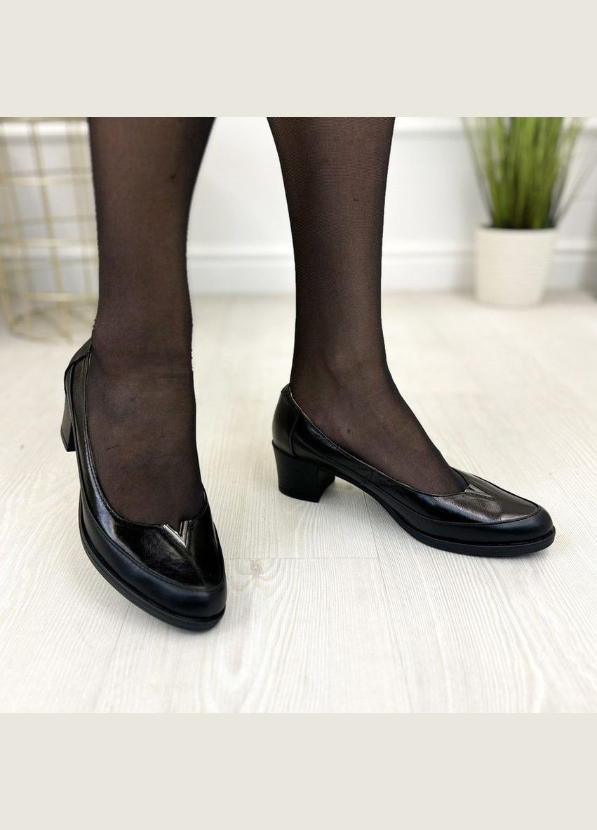Vasha para Женские кожаные туфли на невысоком каблуке. 36 размер черный з, украина — демисезон (303931727)