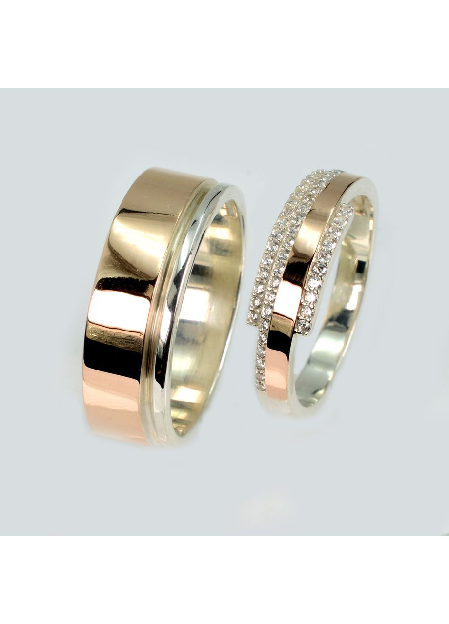 Пара серебряных обручек с пластинами золота Silver Style (367112261)