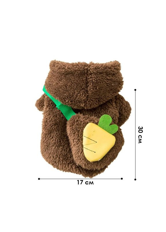 Свитер для собак и кошек Тедди 2011SXSL5932 Brown M с капюшоном утепленный 3шт Lesko (349731561)