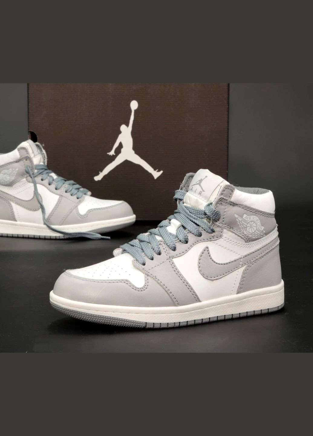 Кросівки зимові жіночі Nike Air Jordan 1 winter gray white fur | Найк Аір Джордан 1 сірі білі з хутром No Brand сірі зими (308072615)