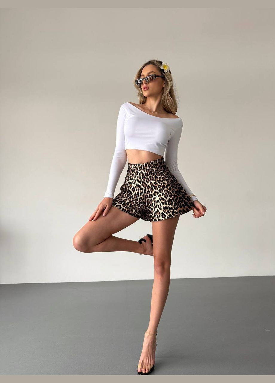 Шорты джинс леопардовые плотные No Brand (347148903)