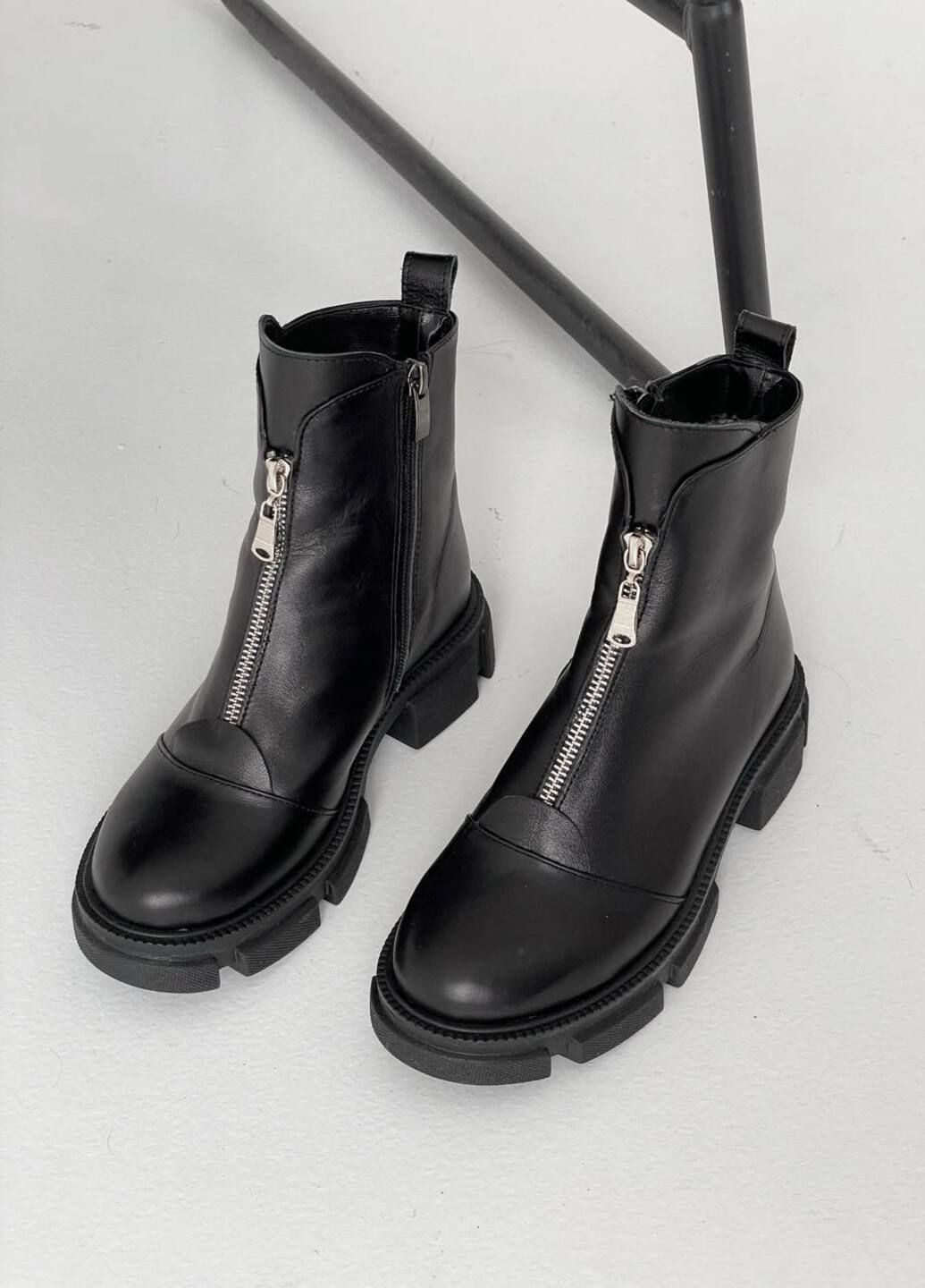 Зимние ботинки женские кожаные, зима. Garti с молнией