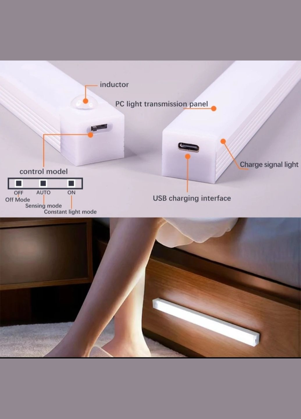 LED світильник з датчиком руху 30 см Холодний білий China (345751215)