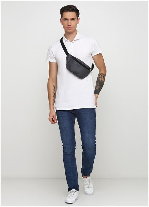 Спортивна сумка чоловіча на пояс через плече з екошкіри середня Графітовий 35252 Sambag (352165875)