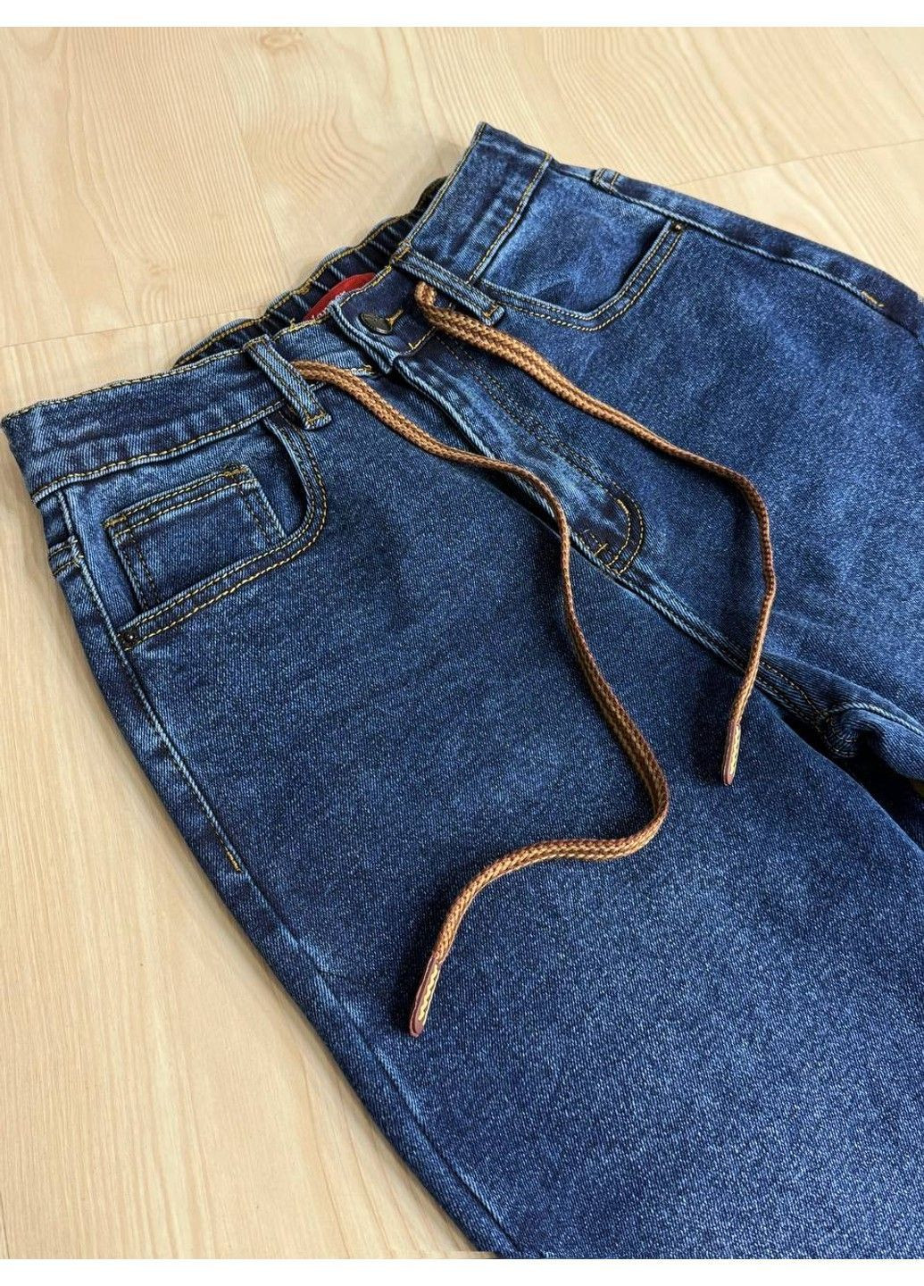 Джинси жіночі 8331 утеплені на флісі палаццо прямі з резинкою на талії сині Vanver - (363449418)