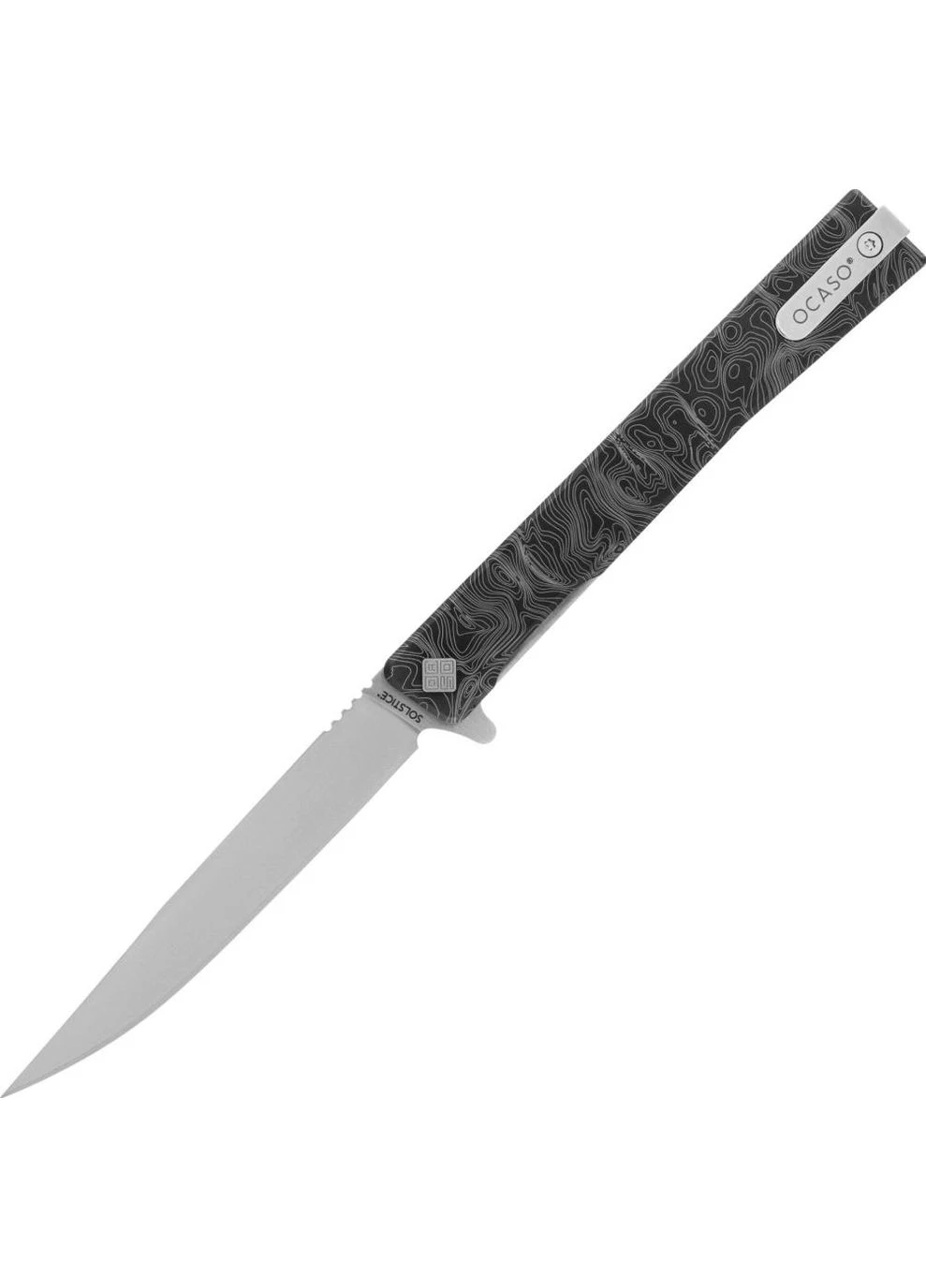 Нож Solstice, Engraved titanium, Topo Pattern, Satin (10ETS) OCASO (391415589)