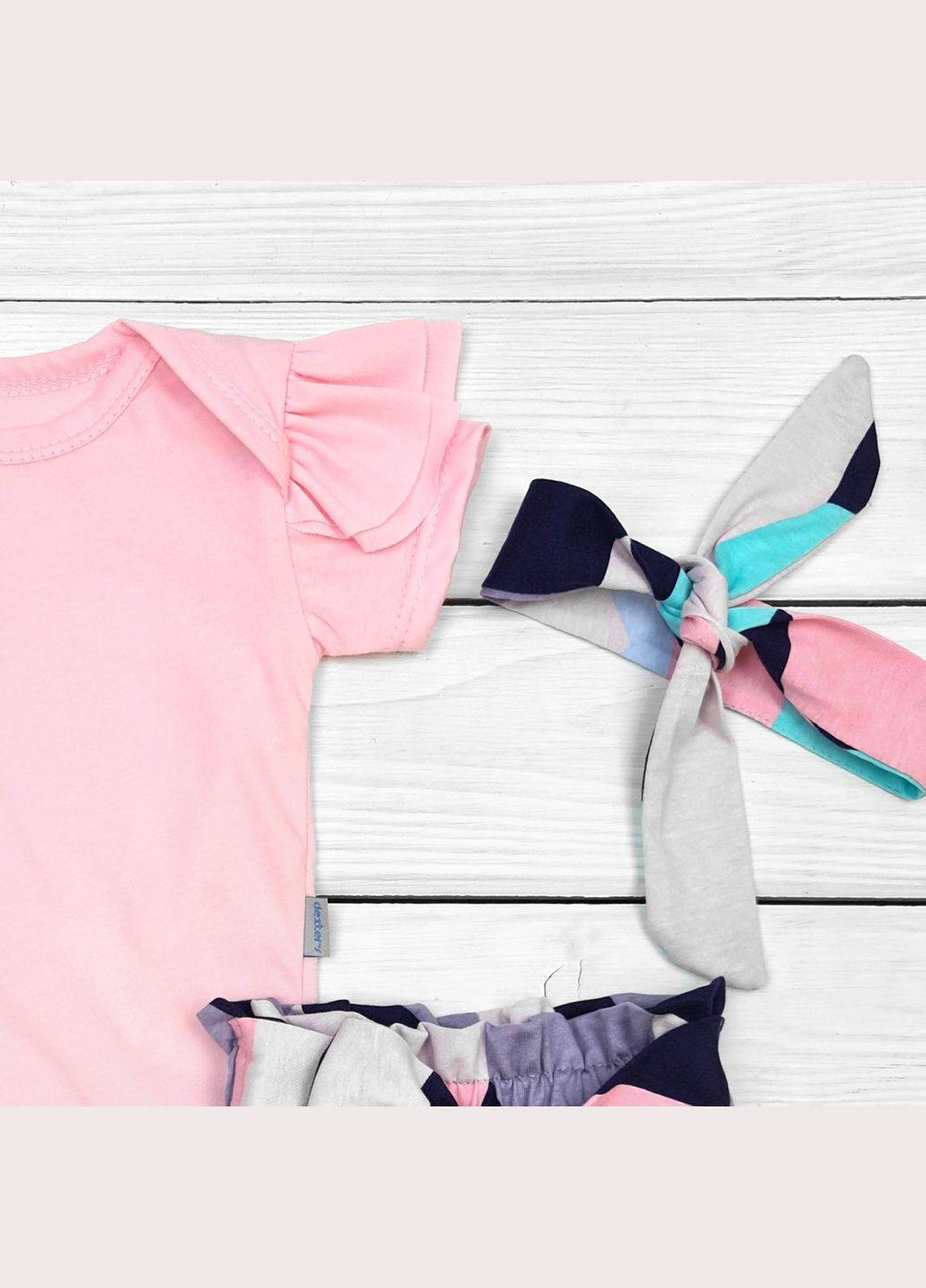 Комбинированный летний боди dexter`s шорты и повязка abstract розовый;синий dexter's