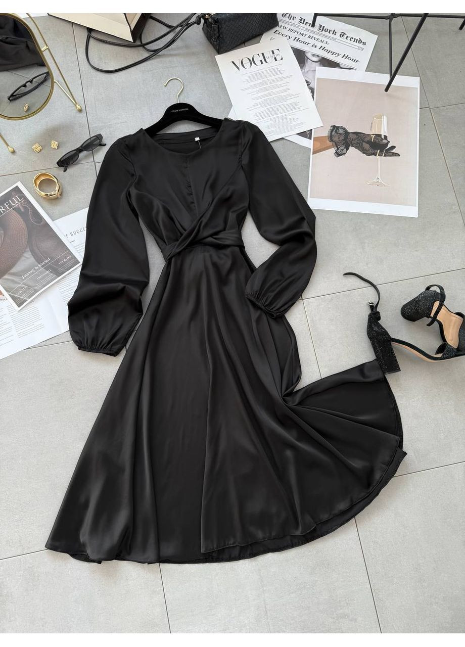 Черное праздничный, коктейльное, вечернее платье миди элегантное и изящное имеет x-силуэт. Nositi